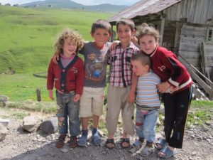 Georgian children who live in the mountains